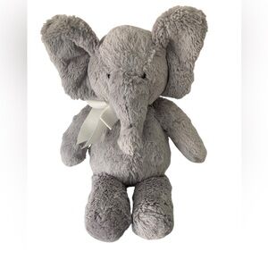 Pottery Barn Kids Gray Elephant 15" Stuffed Animal Plush White Bow PBK 2015